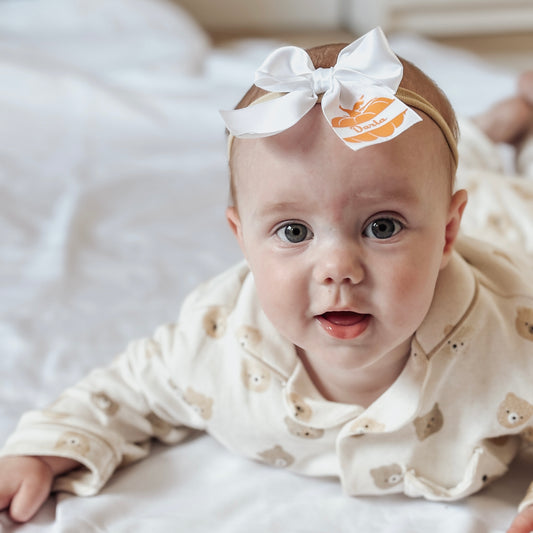 Personalised pumpkin bow headband